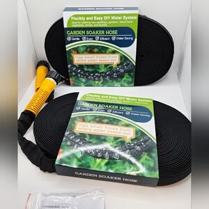 2‎ Pack 50 ft Garden Soaker Hoses – 100 ft Total Drip Irrigation Watering System